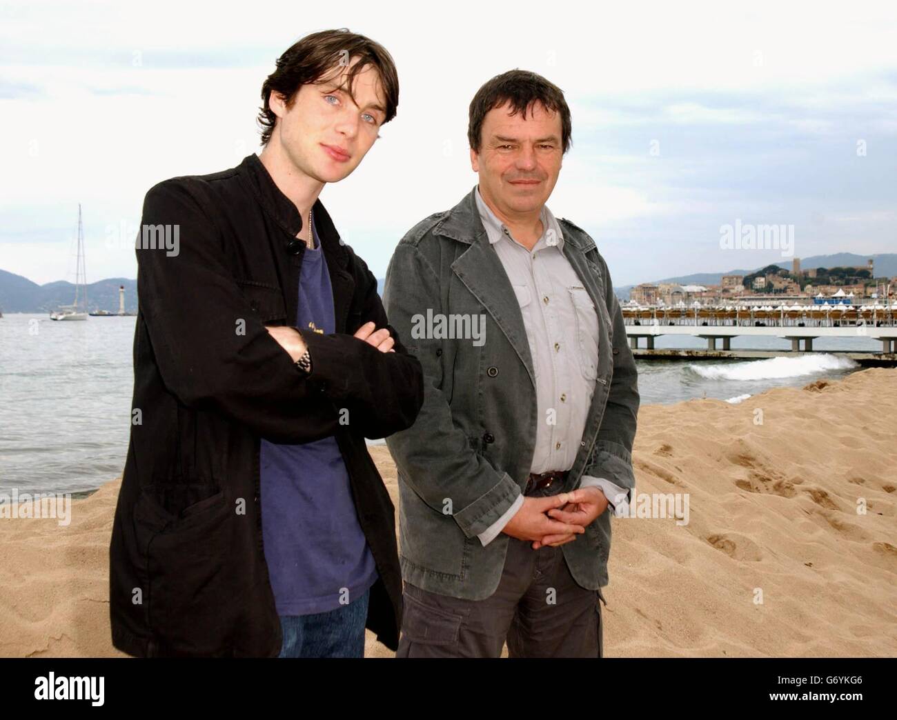 Actor Cillian Murphy (left) and Director Neil Jordan pose for photographers during a photocall for Breakfast On Pluto, at the Carlton Beach during the 57th Cannes Film Festival in France. Stock Photo