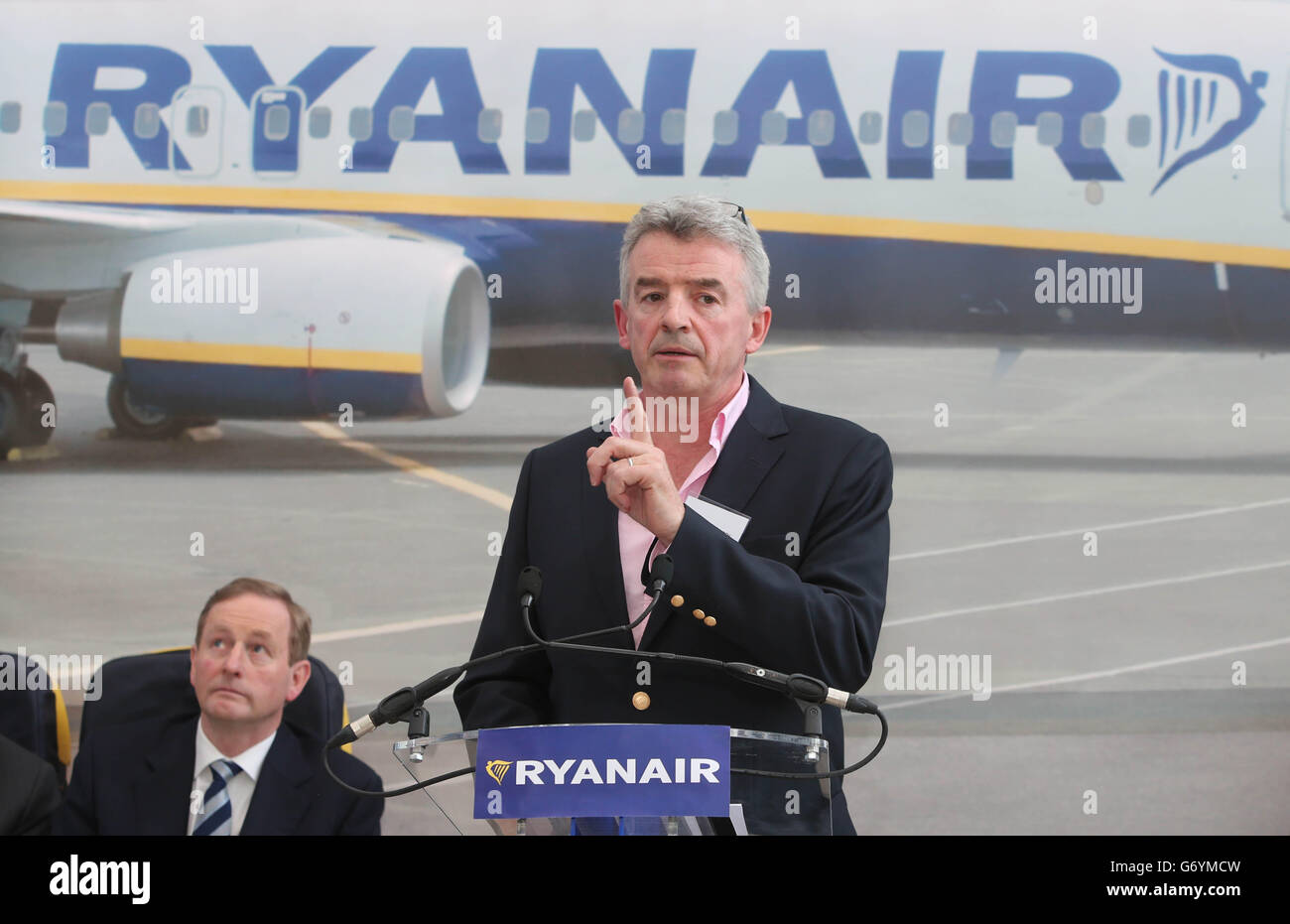 Ryanair CEO Michael O'Leary speaking at the opening of the company's new offices in Swords in Dublin. Stock Photo
