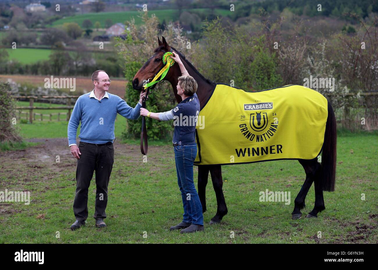 Horse Racing - The Crabbie's Grand National 2014 - Grand National Winners Photocall - Linacres Farm Stock Photo