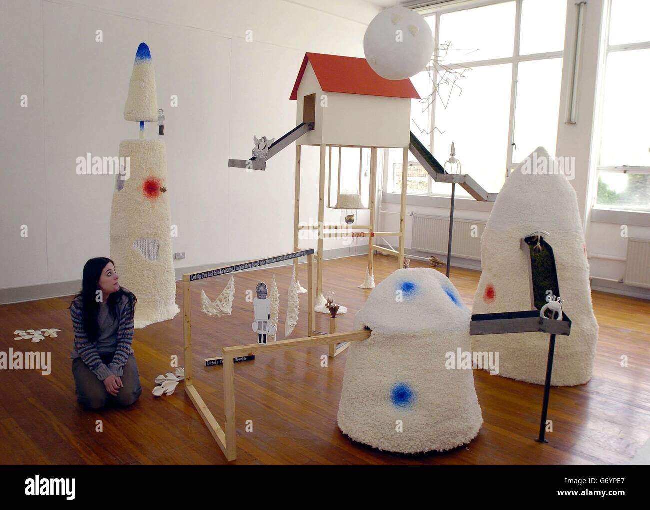 Creativity makes a leap then looks to see where it is Stock Photo