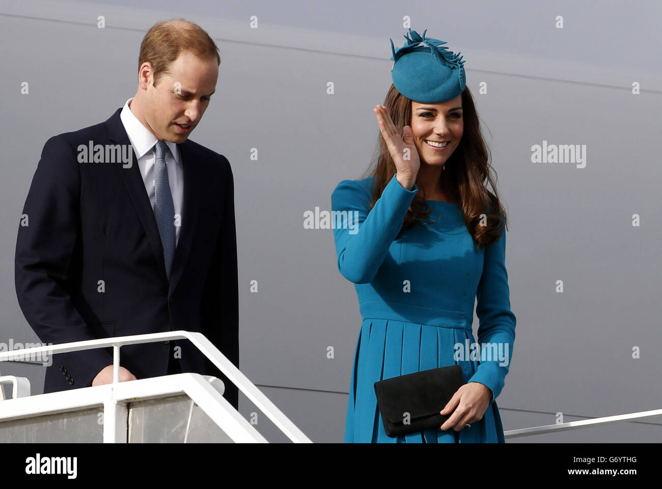 The Duke and Duchess of Cambridge after arriving in Dunedin as they continue their tour of New Zealand. Stock Photo