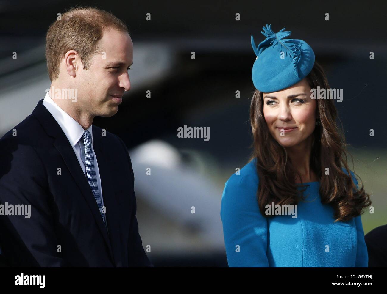 The Duke and Duchess of Cambridge after arriving in Dunedin as they continue their tour of New Zealand. Stock Photo