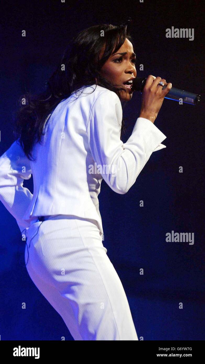 Destiny Child's Michelle Williams performs on stage during the Gospel Newcomers Show, Fairfield Hall, Croydon. Stock Photo
