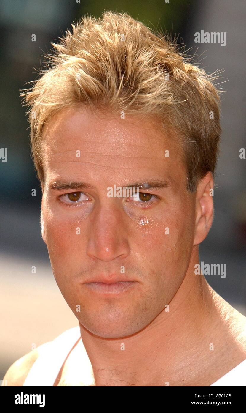 TV presenter Ben 'The Bear' Fogle poses for photographers at The Sports Cafe in London's Haymarket. Ben Fogle and Sid Owen are taking part in this year's Sport Relief Boxing match on July the 10th, as part of Sport Relief Saturday. Stock Photo