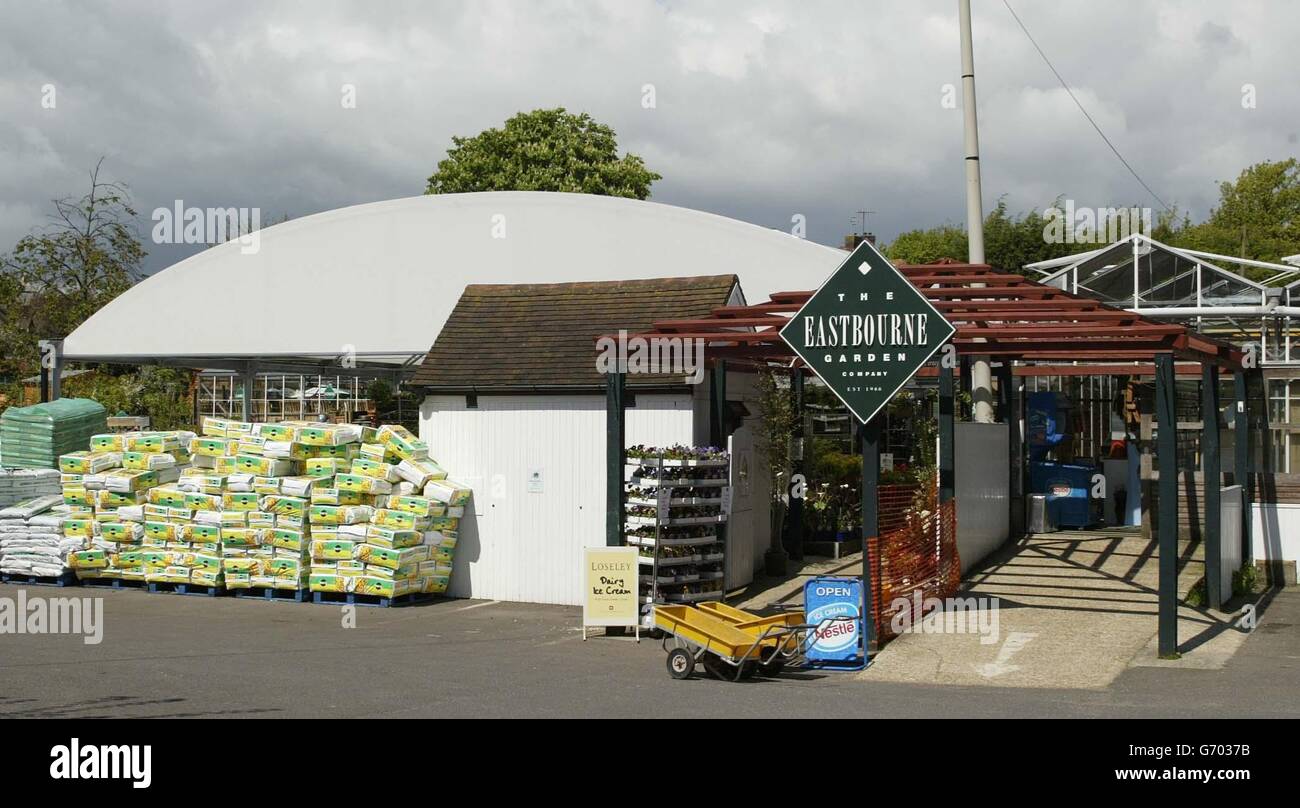 General view of The Eastbourne Garden Company in Sussex. Garden Company Director and Eastbourne Borough Councillor Ian Lucas, who has objected fiercely to mobile phone masts, was accused of 'ludicrous' double standards today after it emerged there was an Orange transmission cell on the roof of the garden centre. Stock Photo