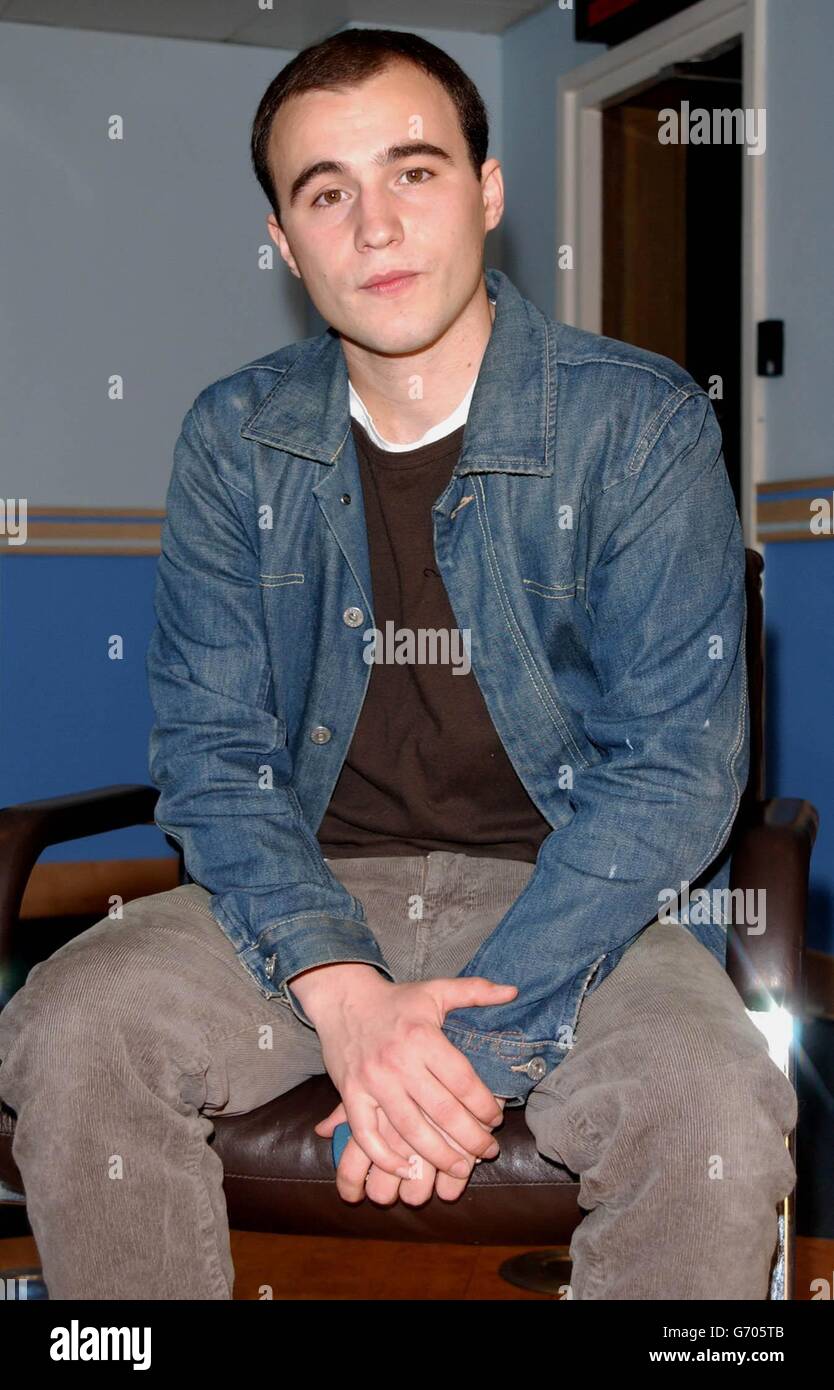 Showbiz actor celebrity television mtv trl denim jacket roland manookian hi res stock