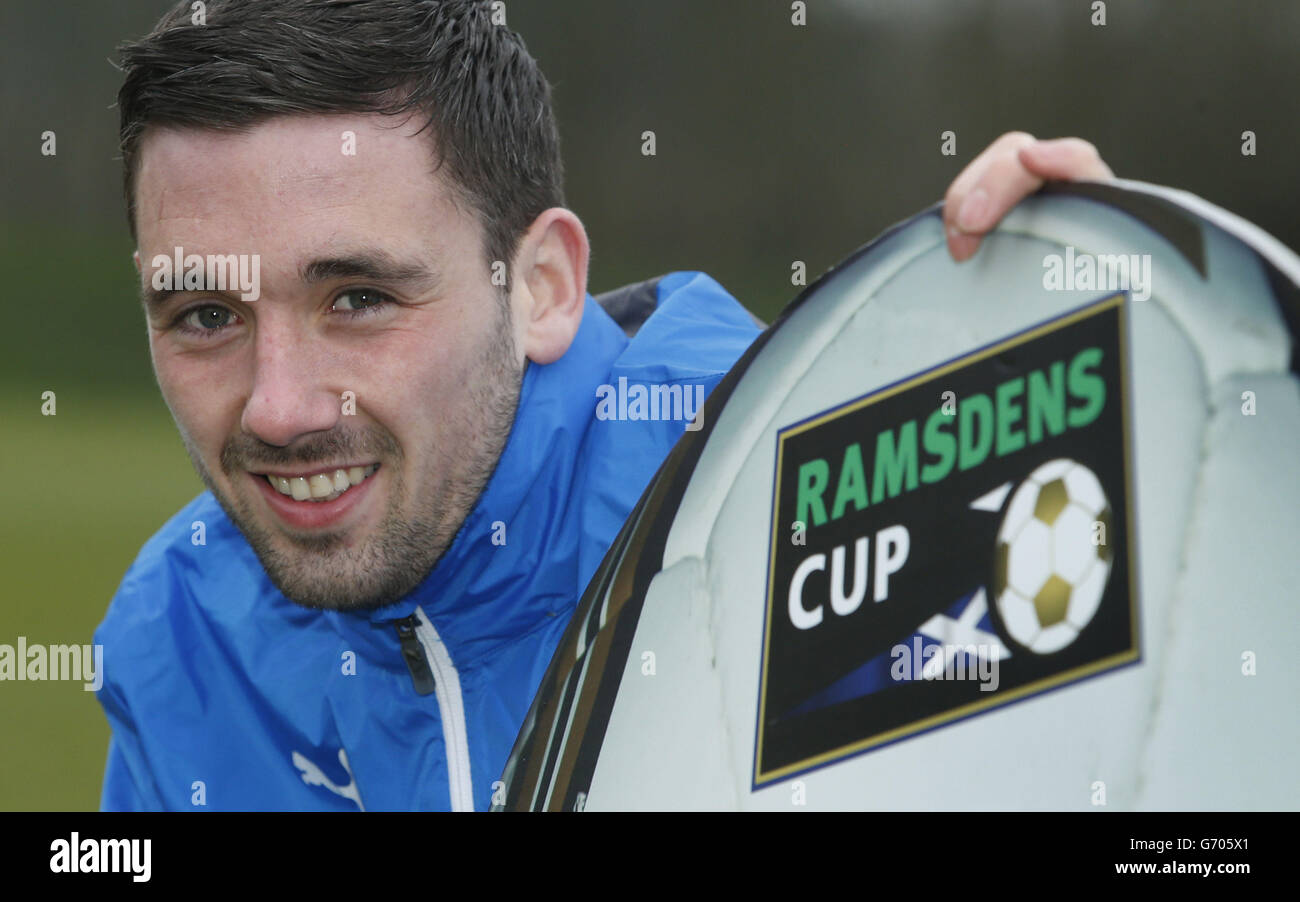 Rangers Nicky Clark promotes the Ramsdens Cup final during a photocall at Murray Park, Glasgow. Stock Photo