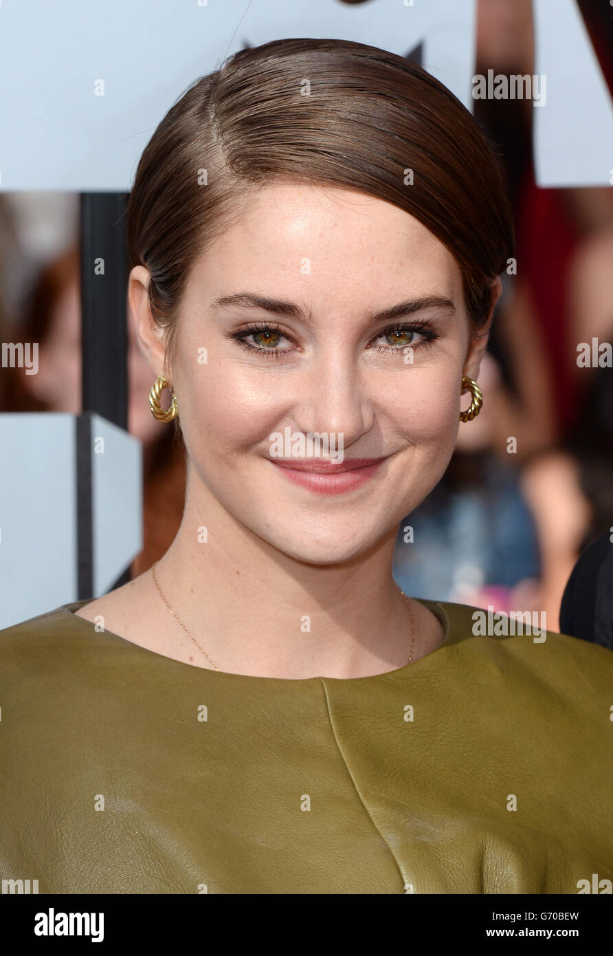 Shailene Woodley arriving at The MTV Movie Awards 2014, at the Nokia Theatre L.A. Live, Los Angeles. Stock Photo