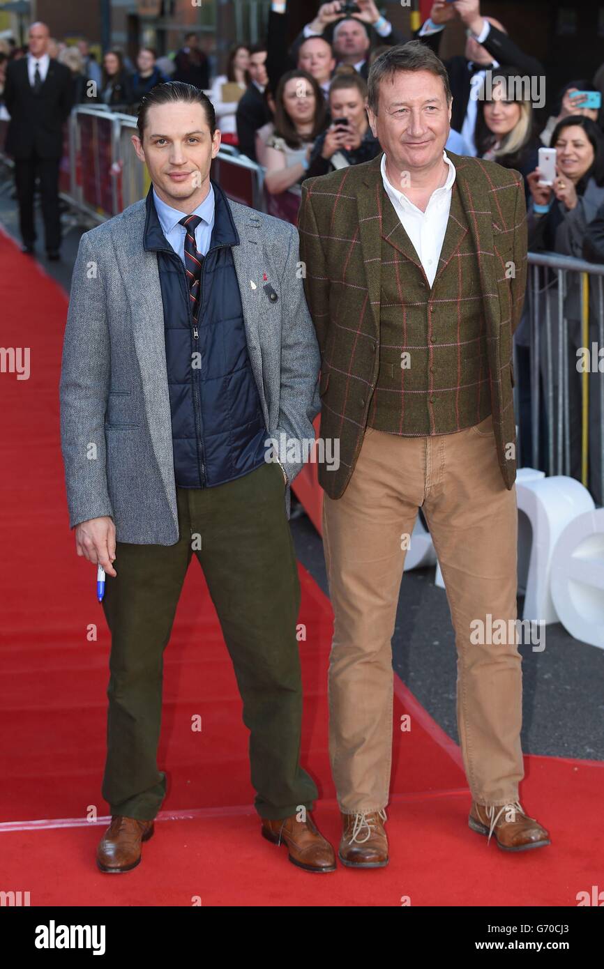Actor Tom Hardy and director Steven Knight attend the premiere of their film Locke at Cineworld Broad Street, Birmingham. Stock Photo