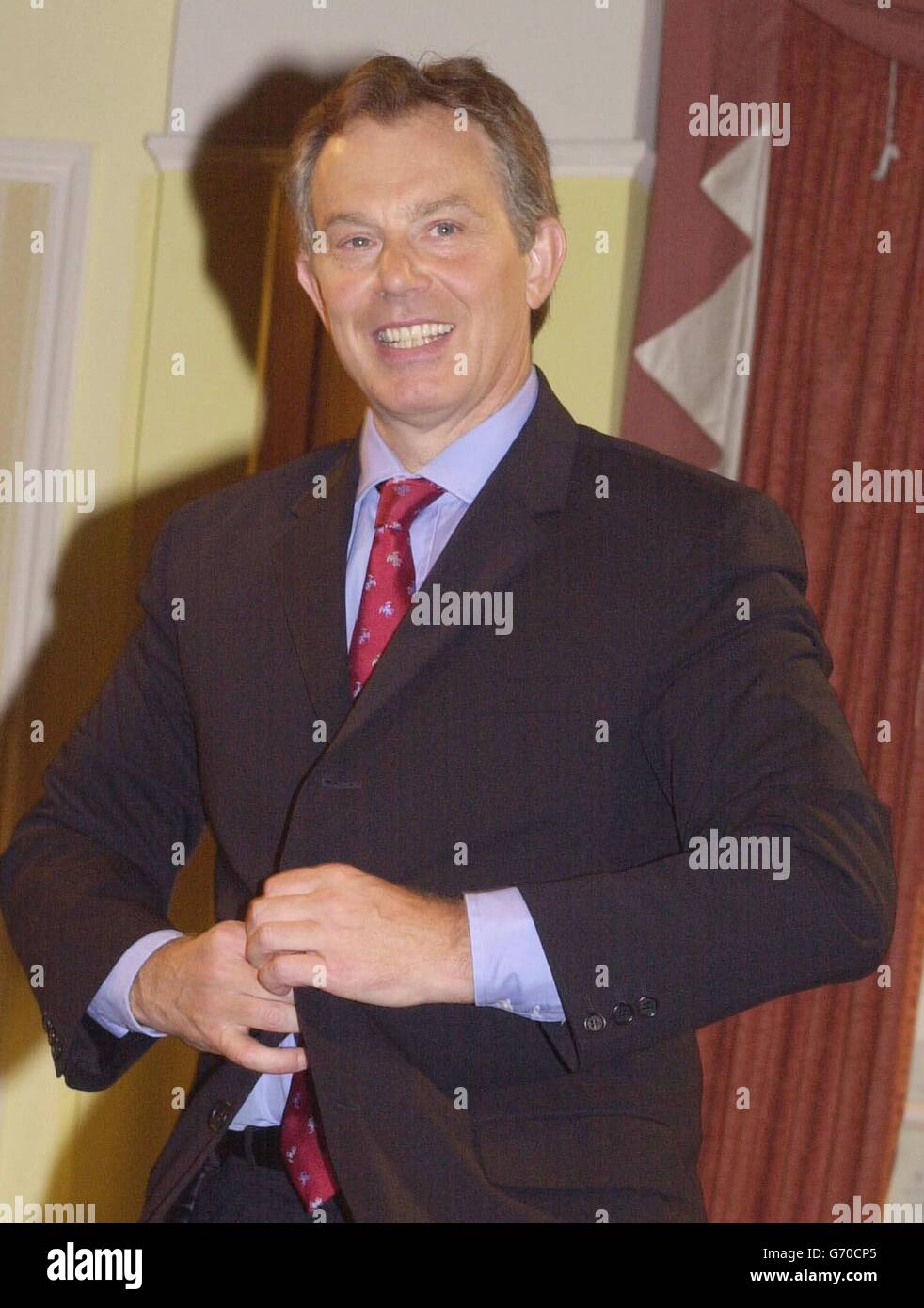 Prime Minister Tony Blair on the BBC's Breakfast With Frost programme. Stock Photo