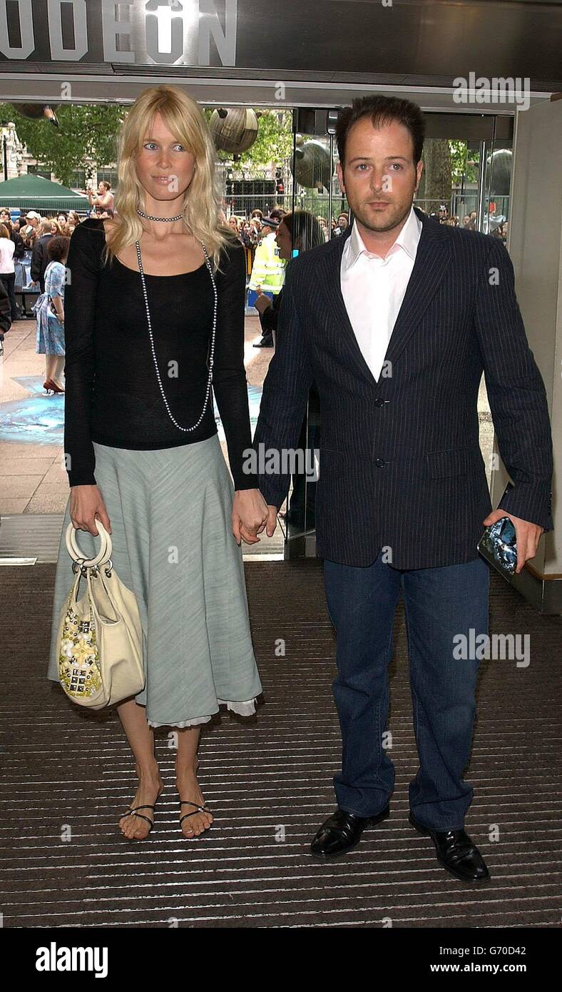 Model Claudia Schiffer and her husband Matthew Vaughn arrive for the UK premiere of Harry Potter And The Prisoner of Azkaban at the Odeon Leicester Square in Central London, the third film from author JK Rowling's series of books on the boy wizard. Stock Photo