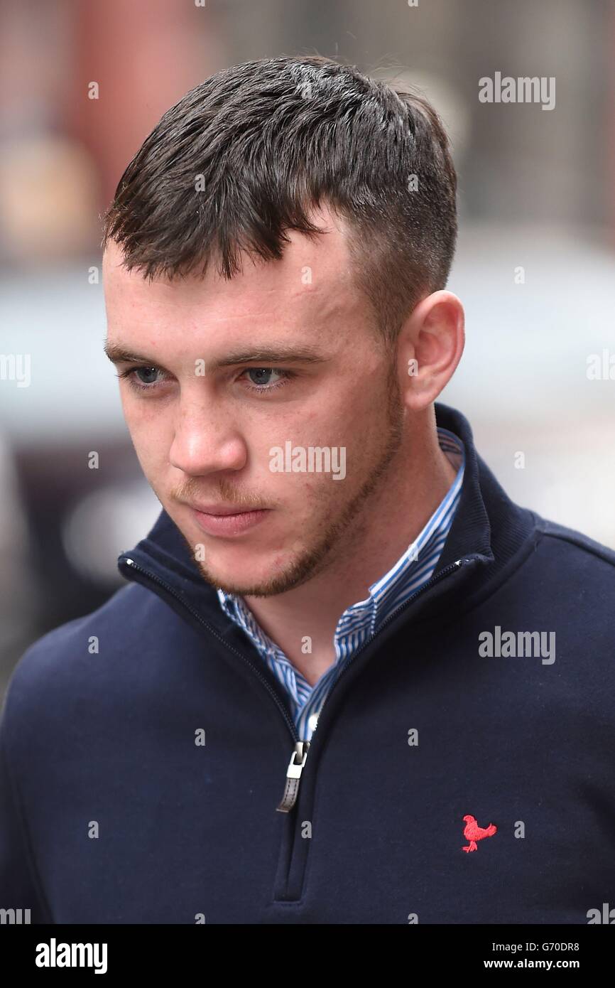 Fred Evans, 23, from St Mellon's in Cardiff, who won a silver medal in welterweight boxing at the London 2012 Olympics, arrives at Birmingham Crown Court, where he admitted assaulting a reveller at a lap-dancing club after a row over cult reality TV show The Valleys. Stock Photo