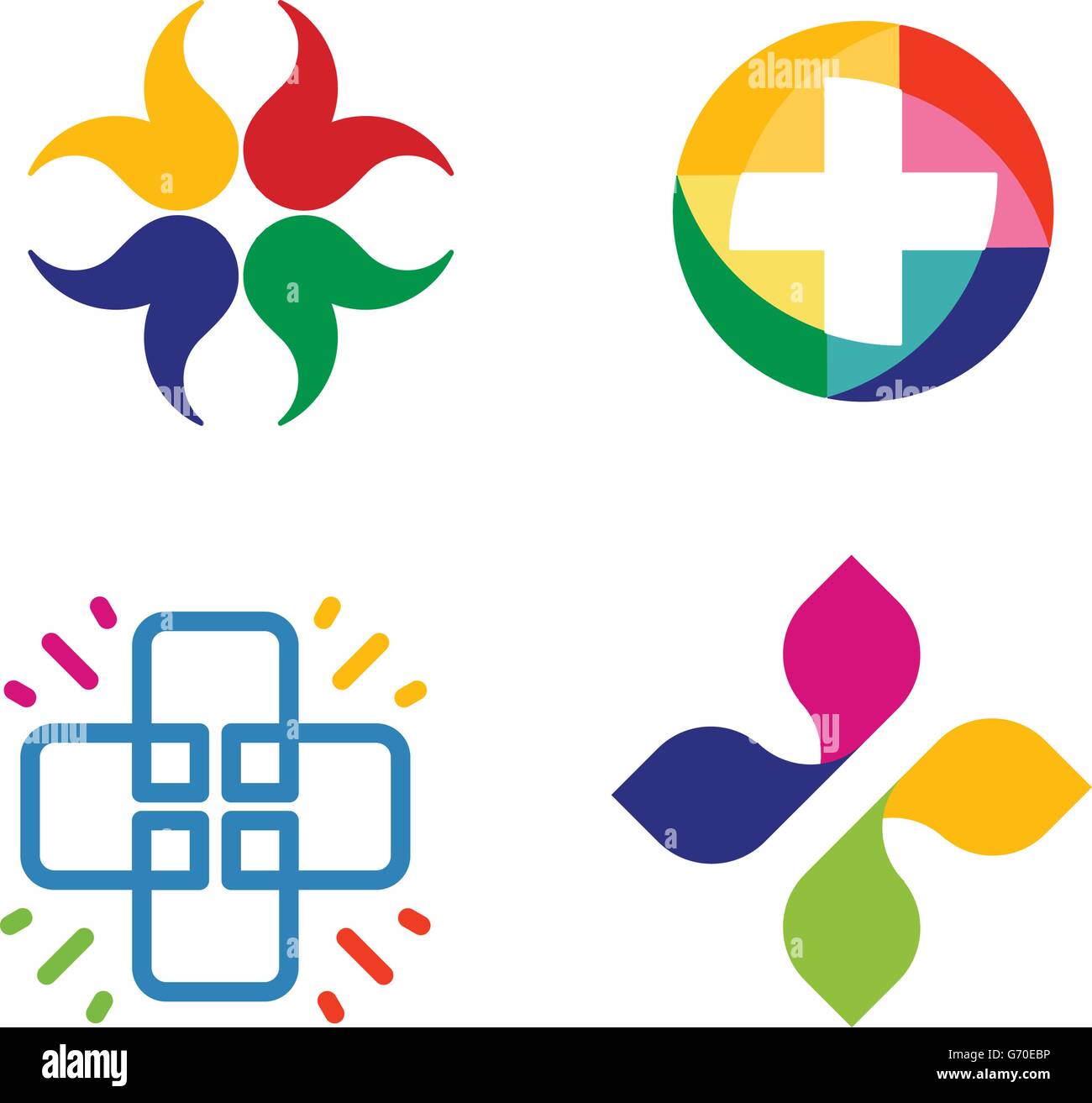 unusual cross vector logo set healthcare isolated symbol colorful cross logos
