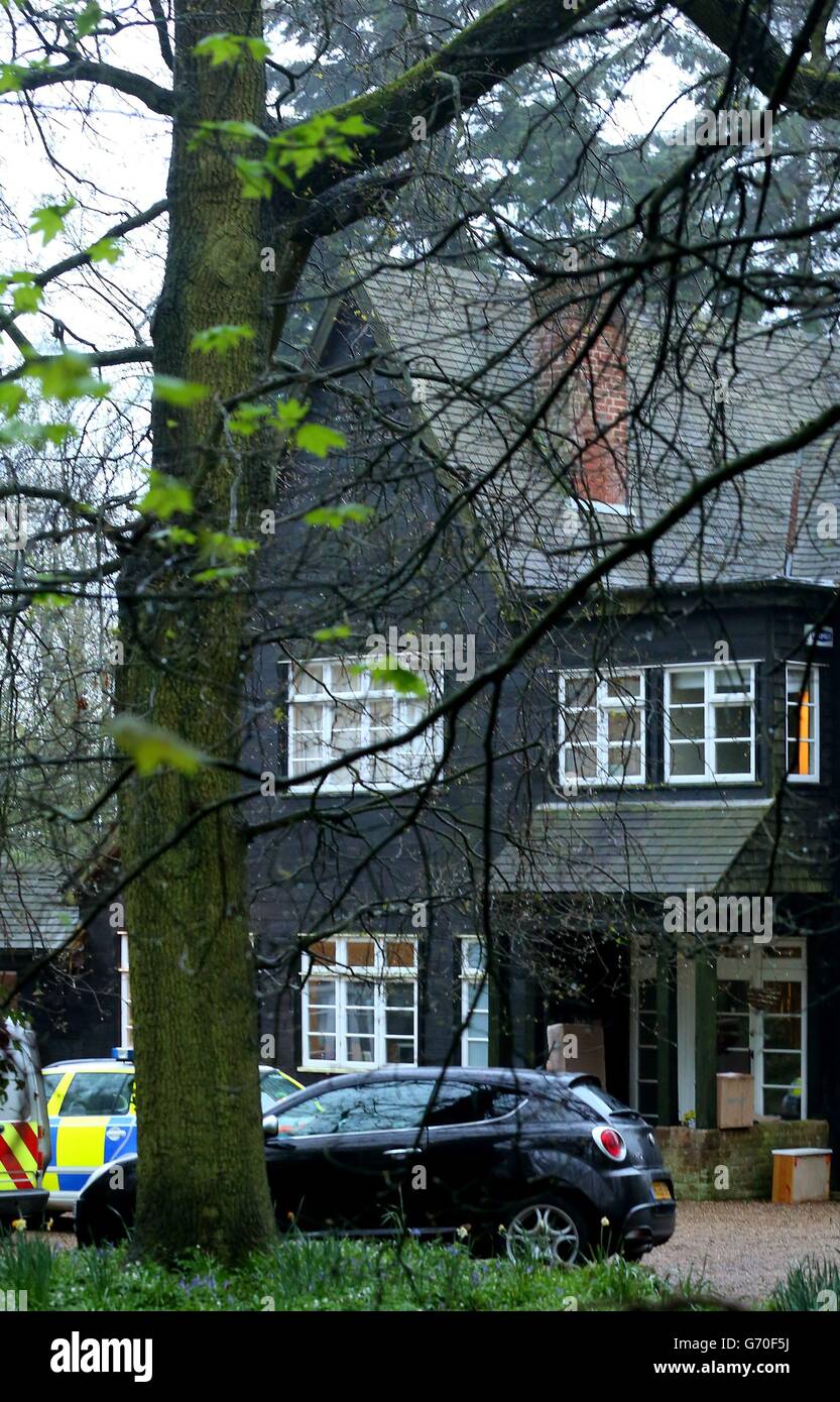Police officers attend the home of Peaches Geldof in Wrotham, Kent