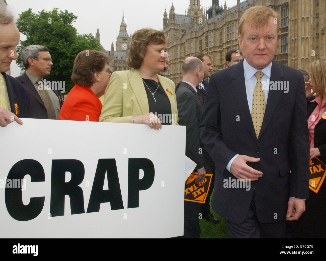 Liberal Democrat leader, Charles Kennedy, launches the Party's Local Election Campaign with a 'Scrap Council Tax' pledge in Westminster, London. Stock Photo