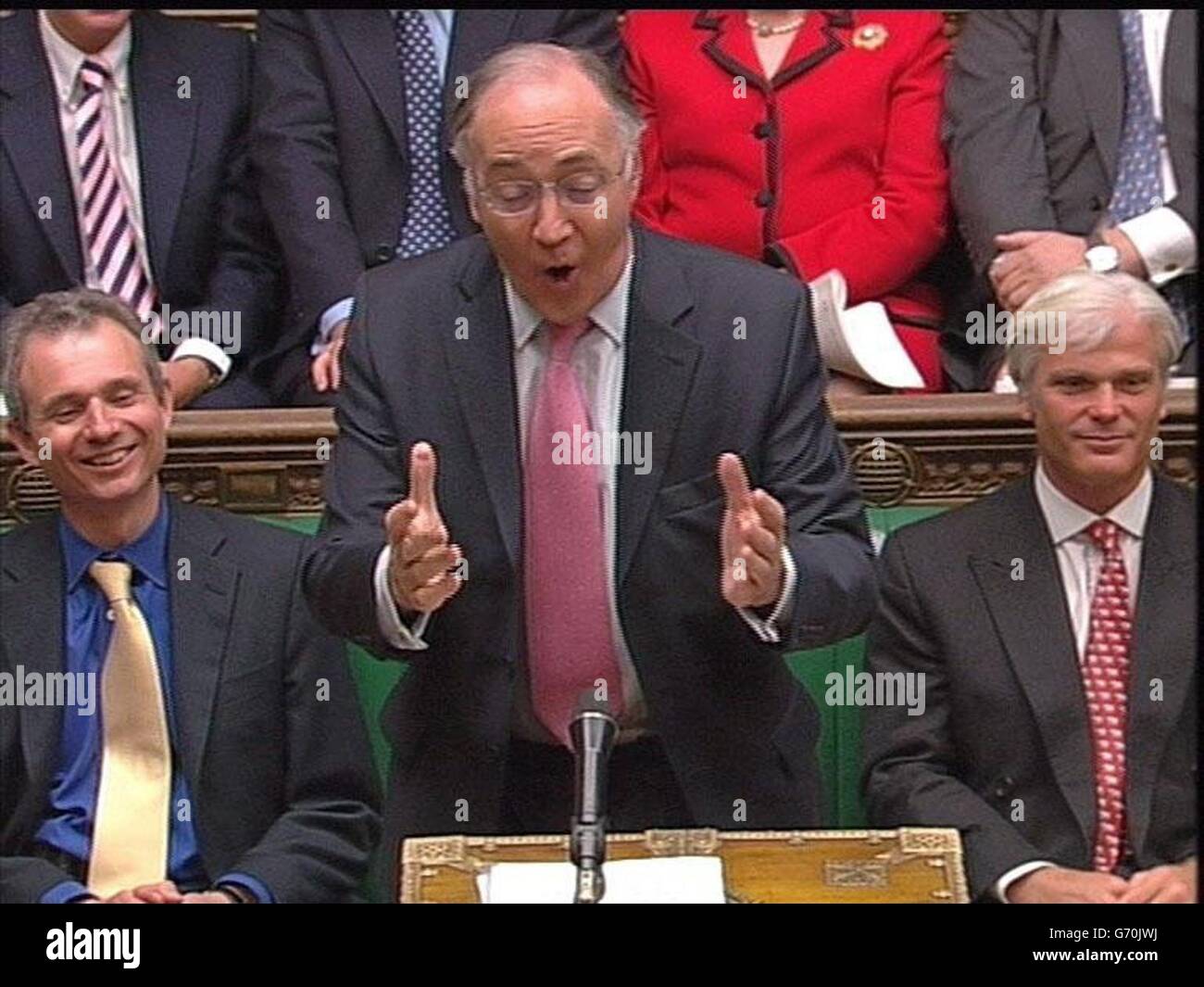 Leader of The Opposition Michael Howard speaks in the House of Commons, London, during Prime Minister's Questions. Stock Photo