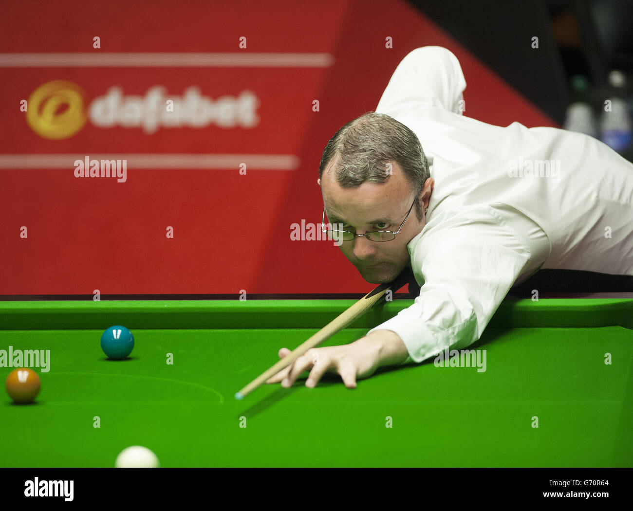 Martin Gould during his match against Marco Fu during the Dafabet World Snooker Championships at The Crucible, Sheffield. PRESS ASSOCIATION Photo. Picture date: Wednesday April 23, 2014. See PA story SNOOKER World. Photo credit should read: Tim Goode/PA Wire Stock Photo