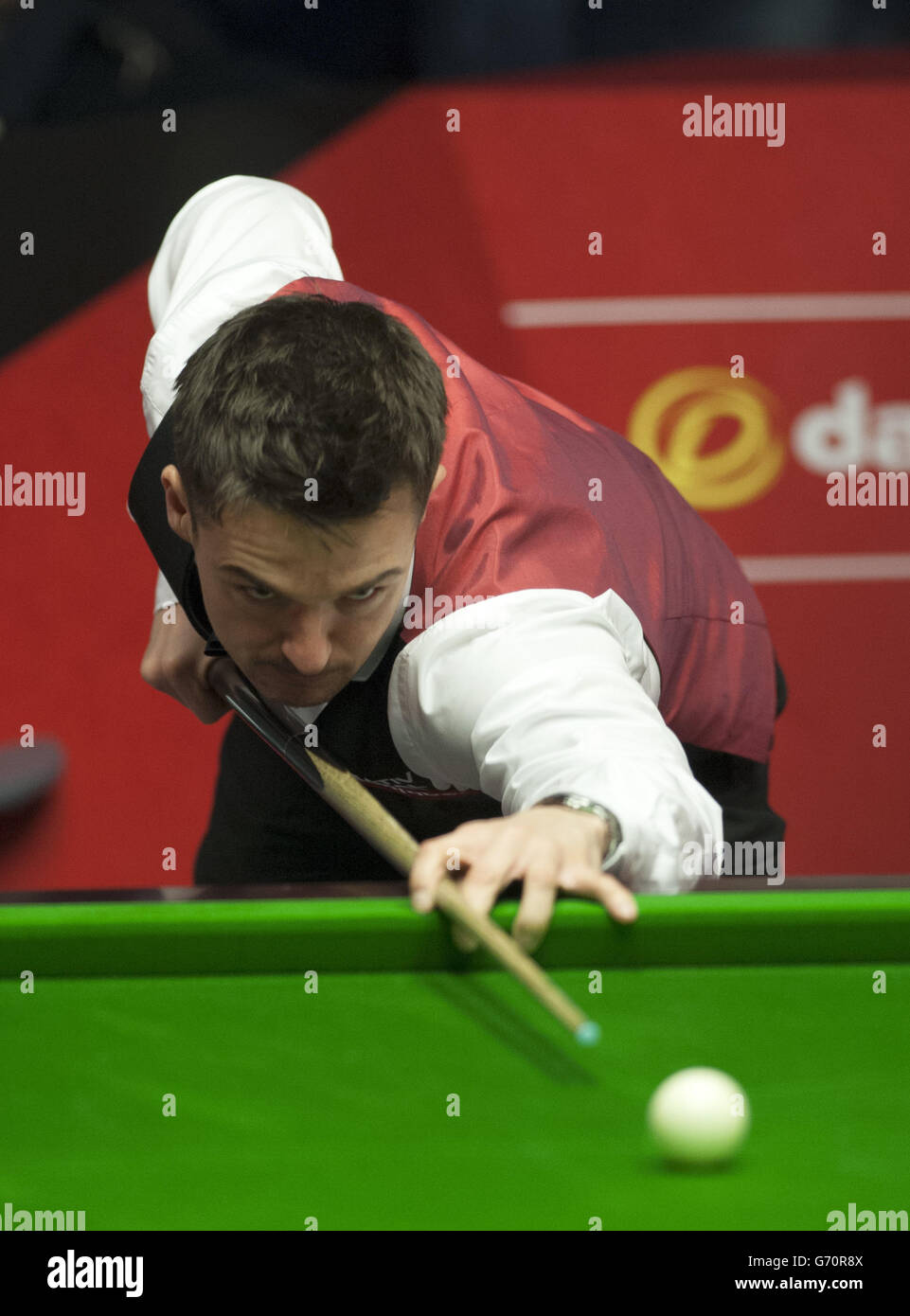 Michael Holt in action against Mark Allen during the Dafabet World Snooker Championships at The Crucible, Sheffield. PRESS ASSOCIATION Photo. Picture date: Wednesday April 23, 2014. See PA story SNOOKER World. Photo credit should read: Tim Goode/PA Wire Stock Photo