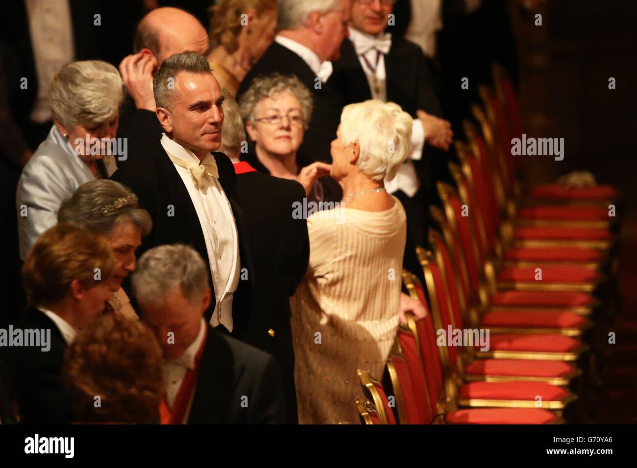 Daniel Day-Lewis (4th from bottom) attends a State Banquet in honour of the President of Ireland Michael D. Higgins at Windsor Castle during the first State visit to the UK by an Irish President. Stock Photo