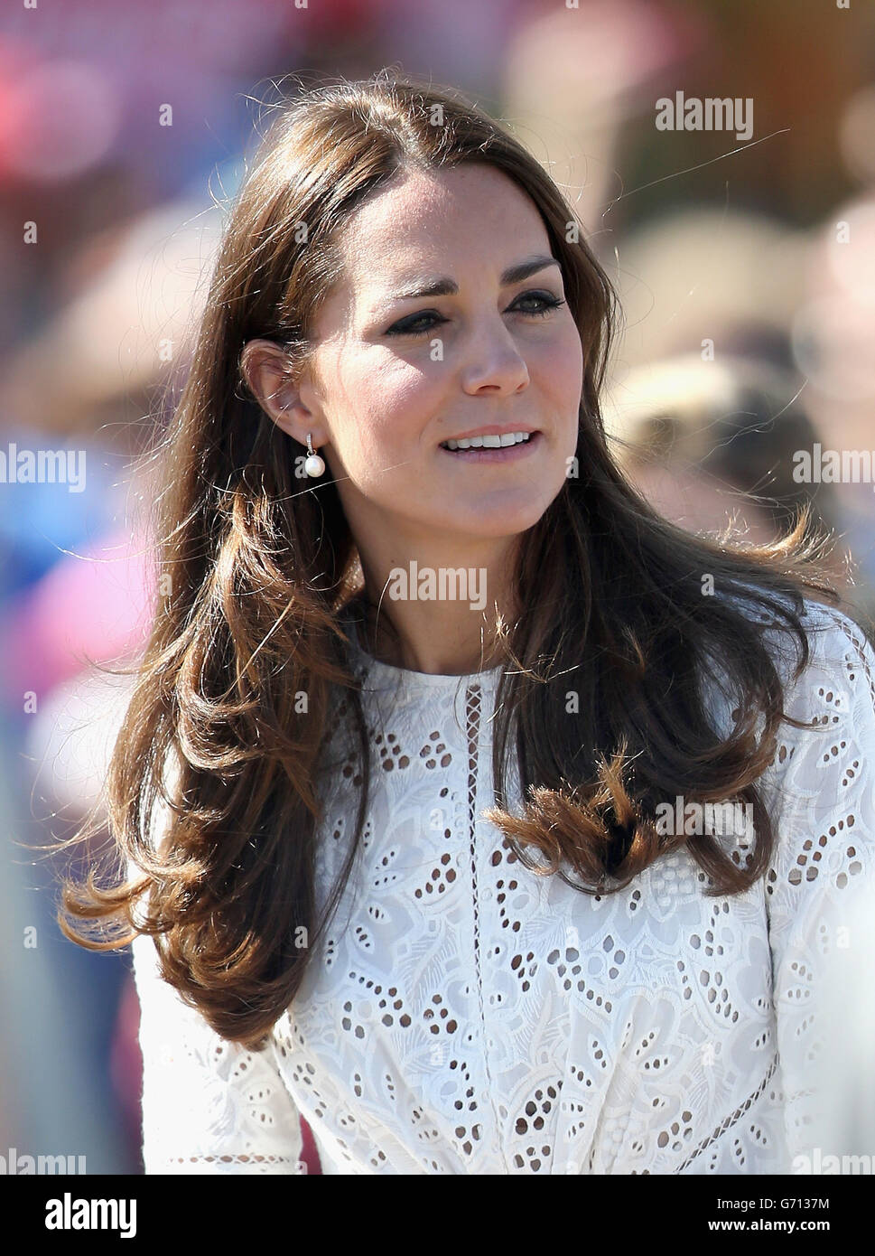 The Duchess of Cambridge visits the Royal Easter Show at Sydney Olympic Park during the twelfth day of the Duke and Duchess of Cambridge's official tour to New Zealand and Australia. Stock Photo