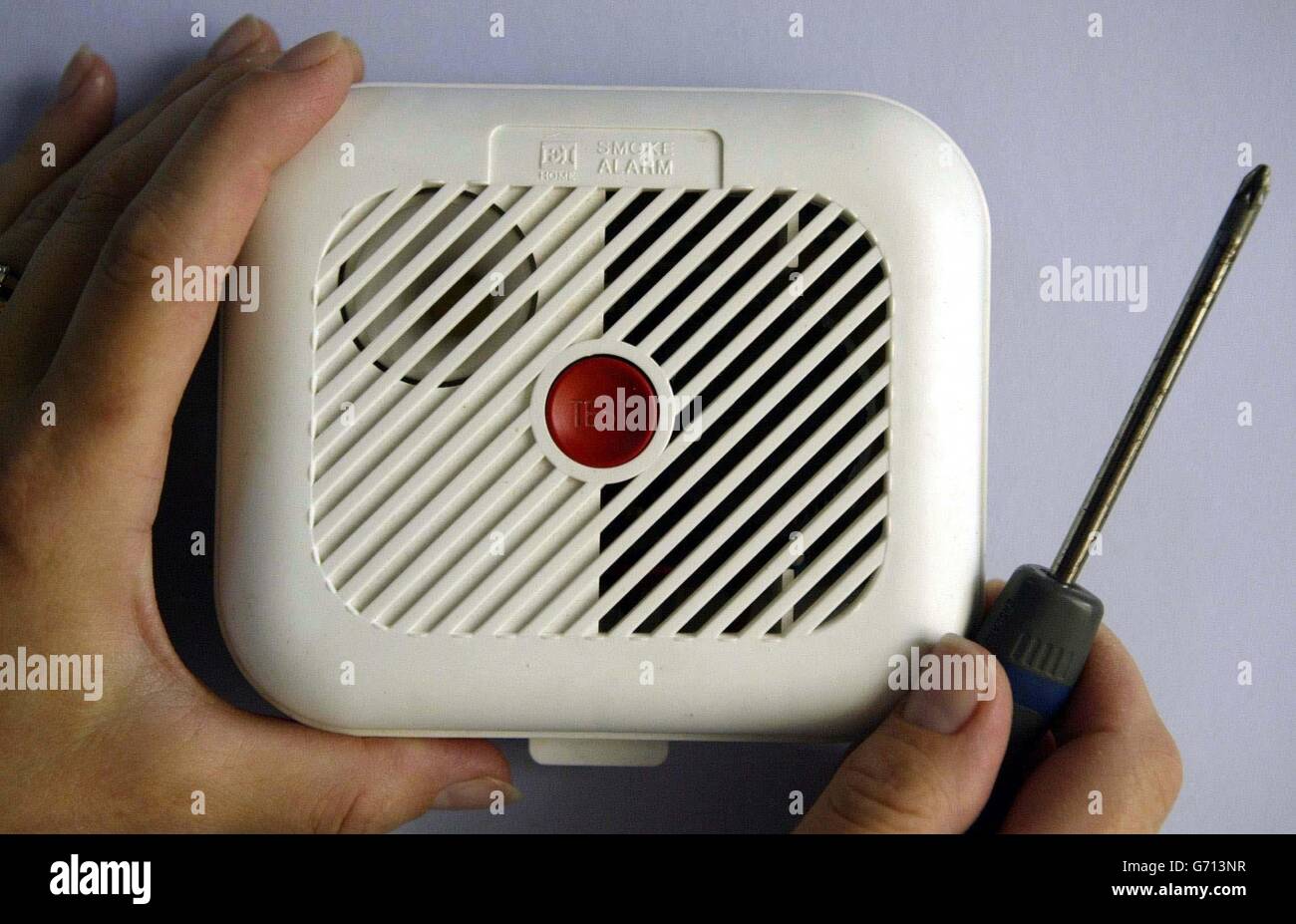 A general view of a smoke alarm. 03/06/2004 The smoke alarm has beaten