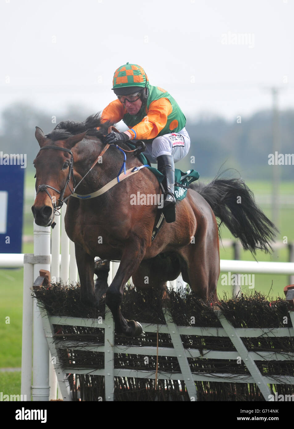 Jockey Robbie Power and Cara's Oscar on their way to victory in the Rathbarry & Glenview Studs Handicap Hurdle during Irish Grand National Day at Fairyhouse Racecourse, County Meath, Ireland. Stock Photo