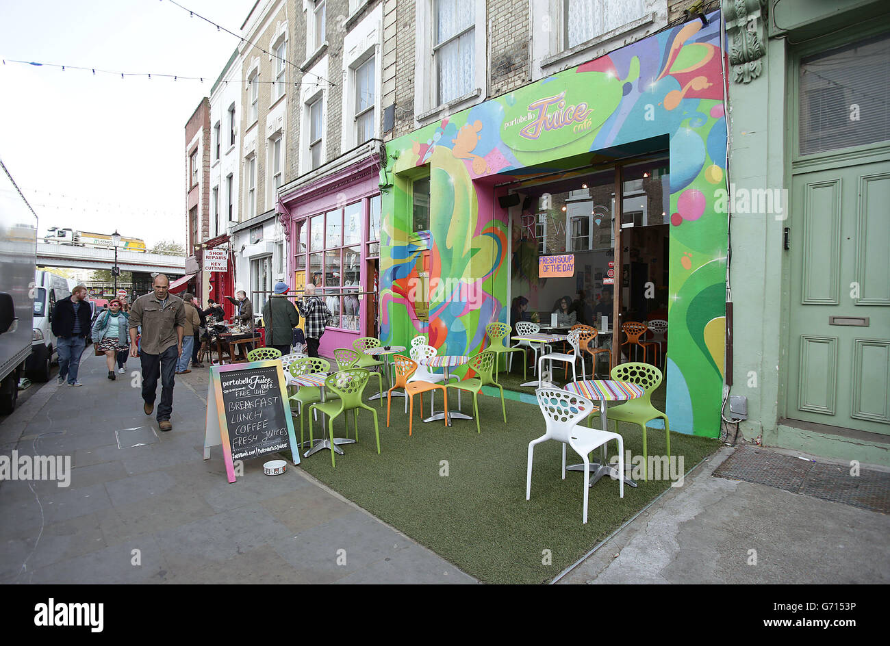The Portobello Juice Cafe on Portobello Road in Notting Hill, London