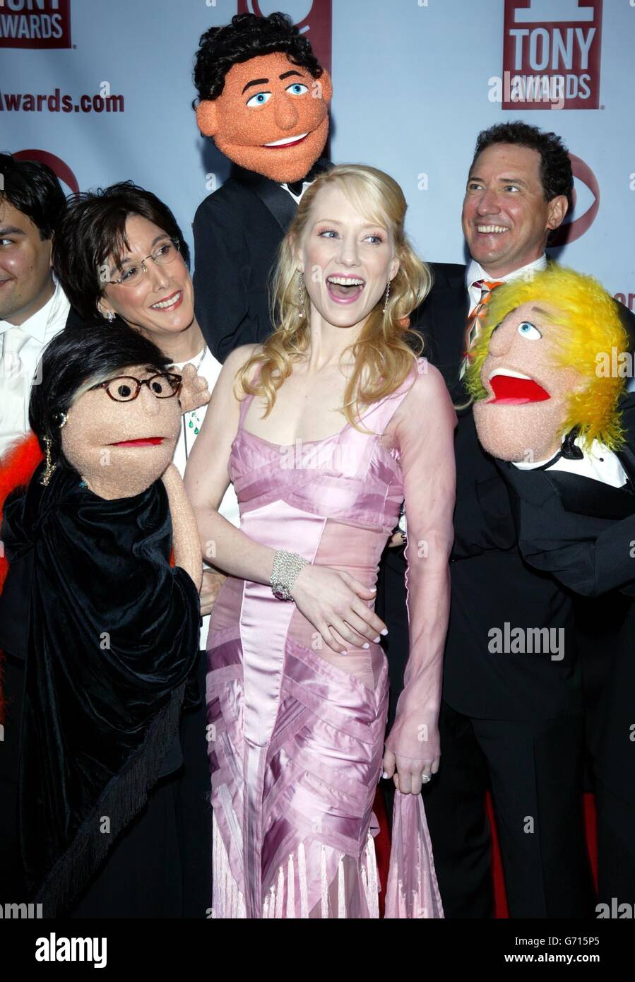 Actress Anne Heche and the cast of Avenue Q arrive for the 2004 Tony Awards at Radio City Music Hall in New York City. Stock Photo
