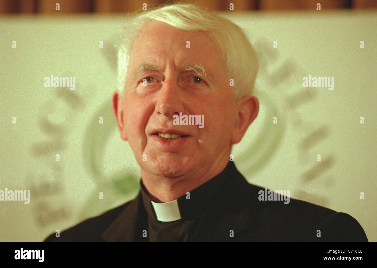 Cardinal Basil Hume who today became the second church leader to criticise the Conservative's education policy Stock Photo