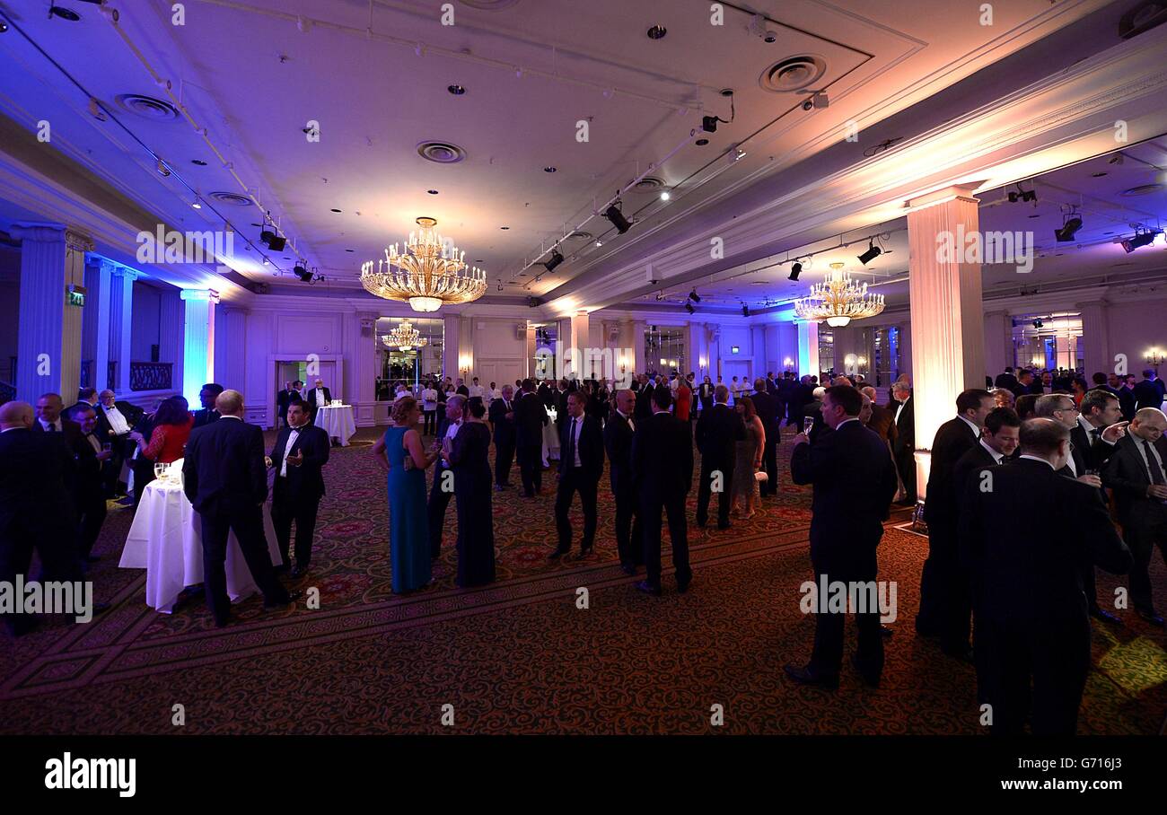 Guests mingle during the PFA Player of the Year Awards 2014, at the Grosvenor House Hotel. London. Stock Photo