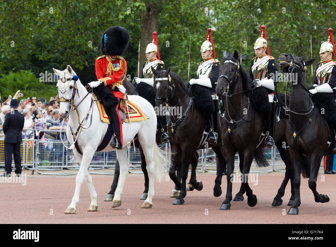 Blues and Royals,Royal Horse Guards and 1st Dragoons, Trooping the colour, 90th birthday celebration of The queen Stock Photo
