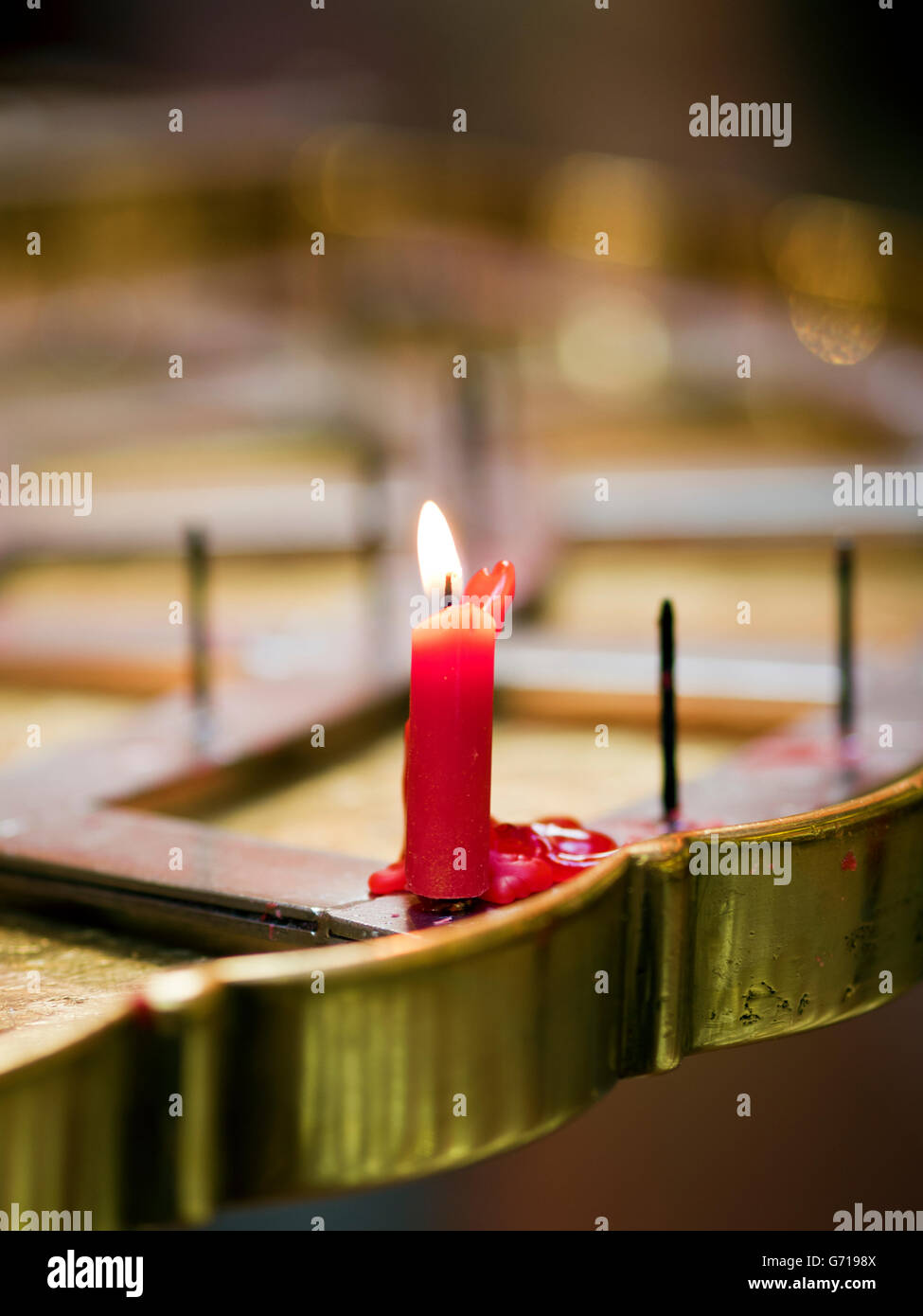 beautiful view of chinese tradition sacred candles on candlestick Stock
