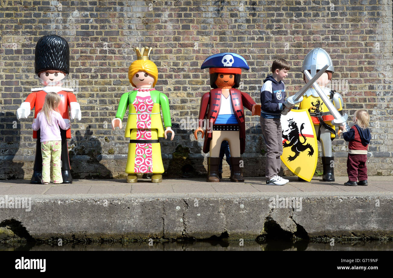 Giant Playmobil characters come to life to celebrate the launch of  Playmobil's 40th anniversary, at the Pirate Castle, Camden Lock, London  Stock Photo - Alamy