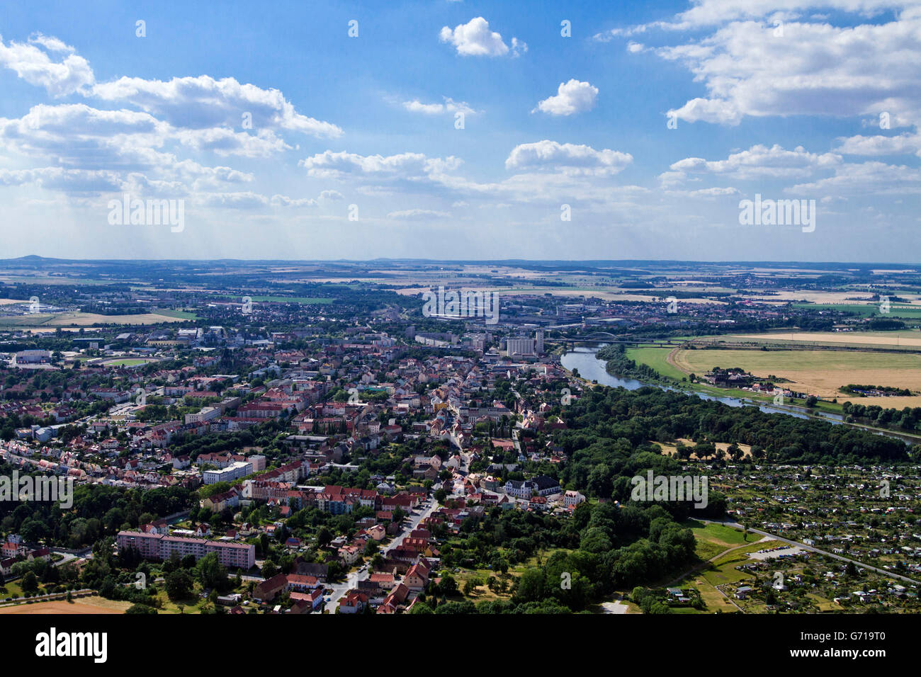 Elbe river, Riesa, Meissen country, Saxony, Germany Stock Photo