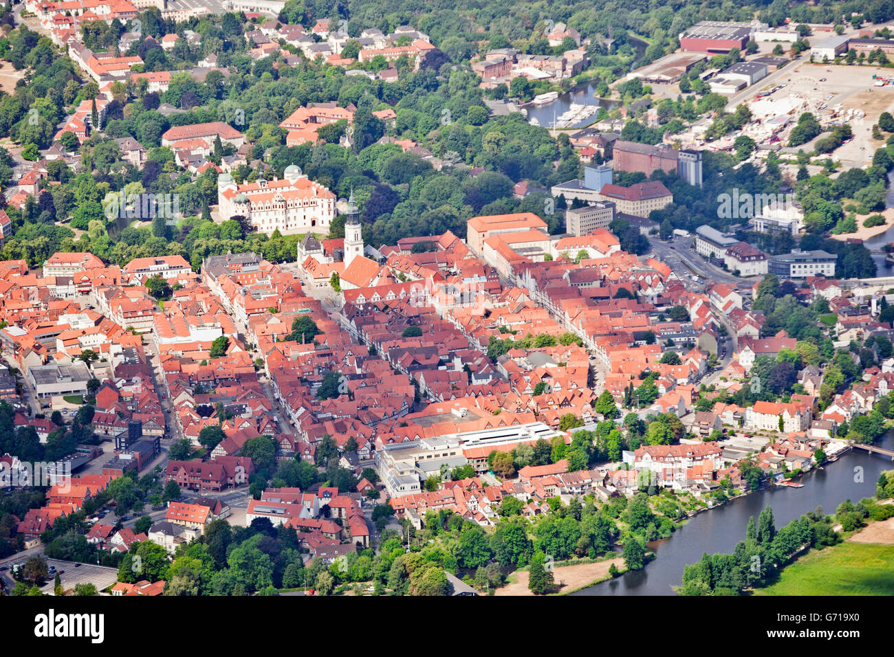 City church, castle, Aller river, Celle, Lower saxony, Germany Stock Photo Alamy