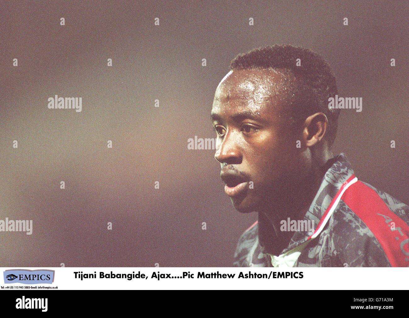 SOCCER. UEFA Champions League. AJ Auxerre v AFC Ajax Amsterdam. Tijani Babangida, Ajax Stock Photo
