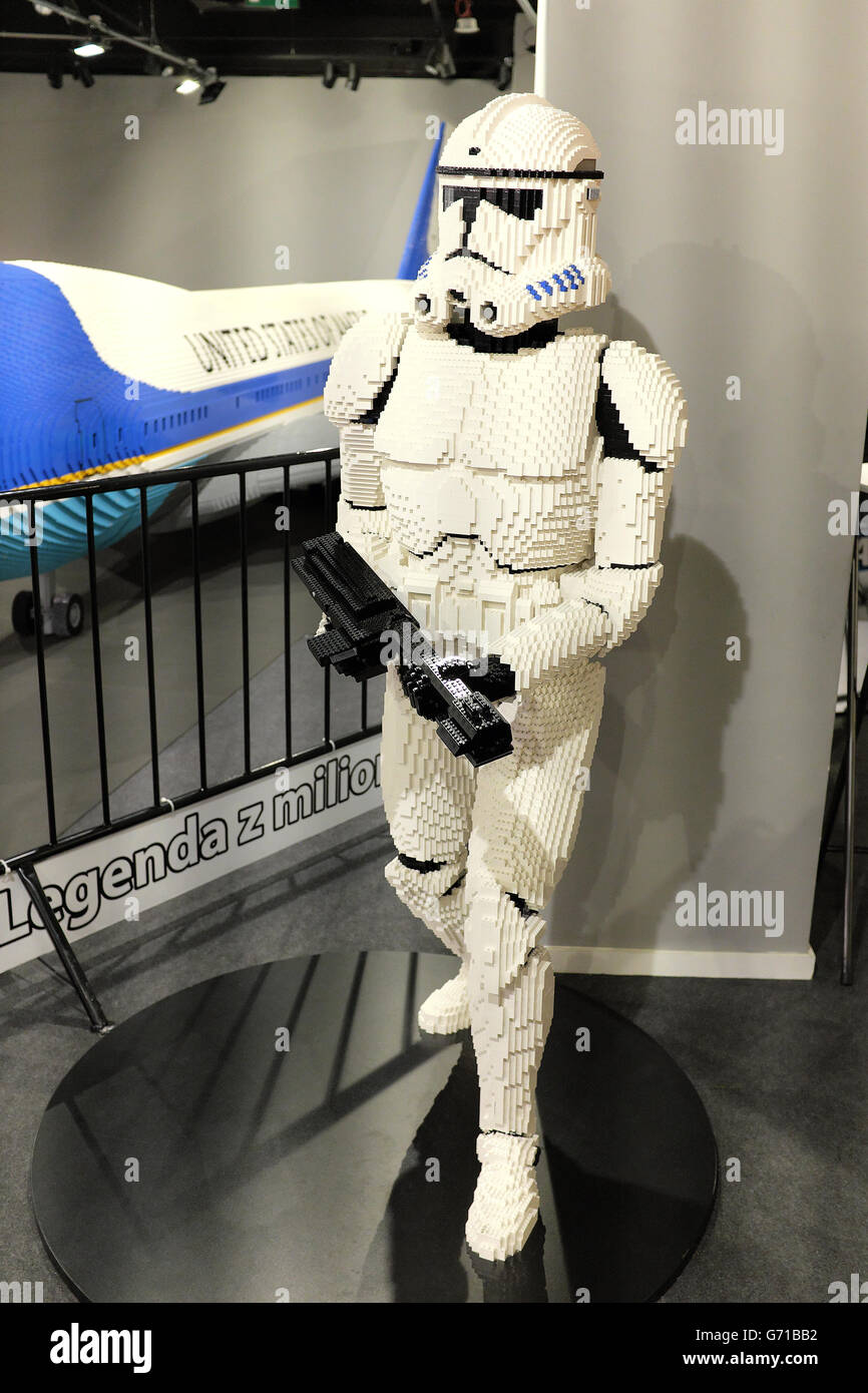 Star Wars soldier made from Lego blocks on exhibition i Rzeszow, Poland Stock Photo