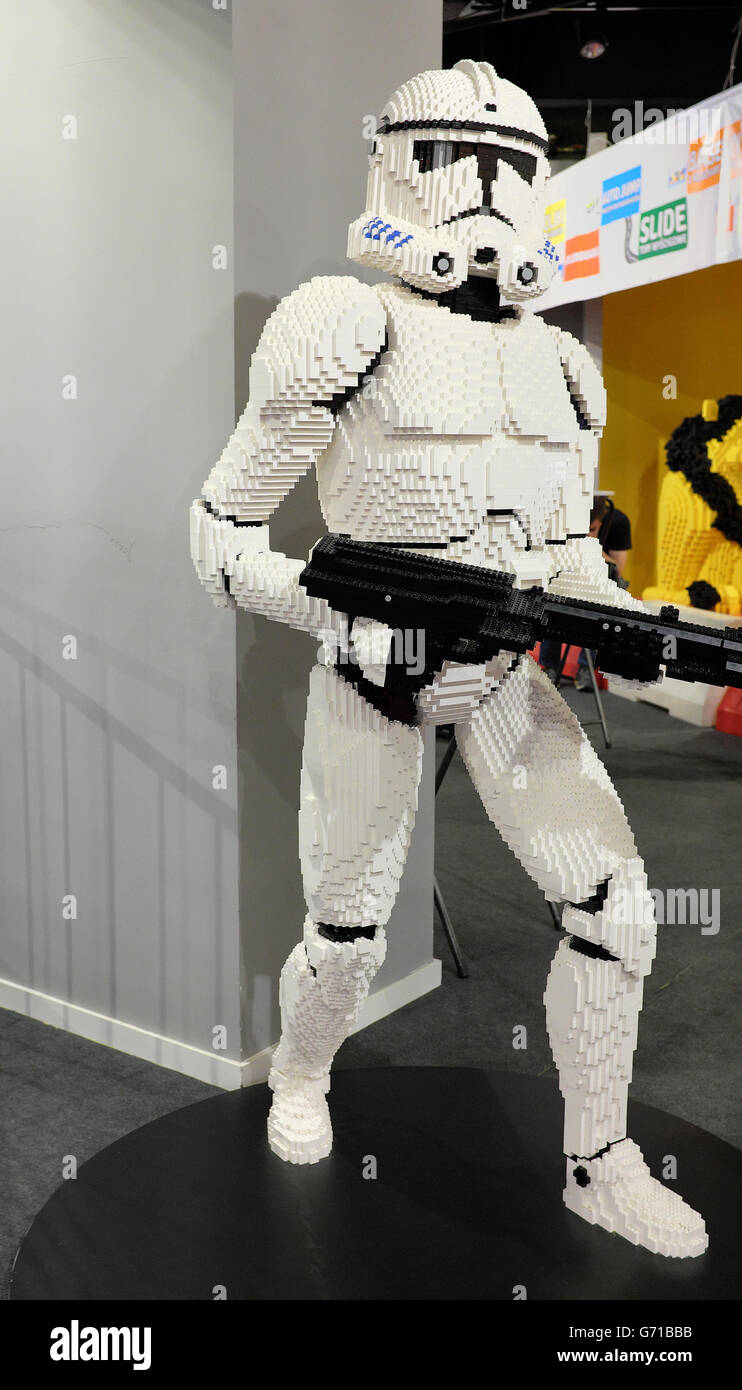 Star Wars soldier made from Lego blocks on exhibition i Rzeszow, Poland Stock Photo