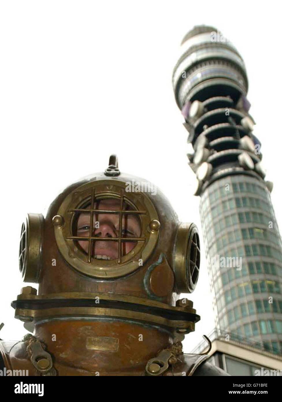 Bt tower diver charity head shoulders hostpics lloyd scott hires stock