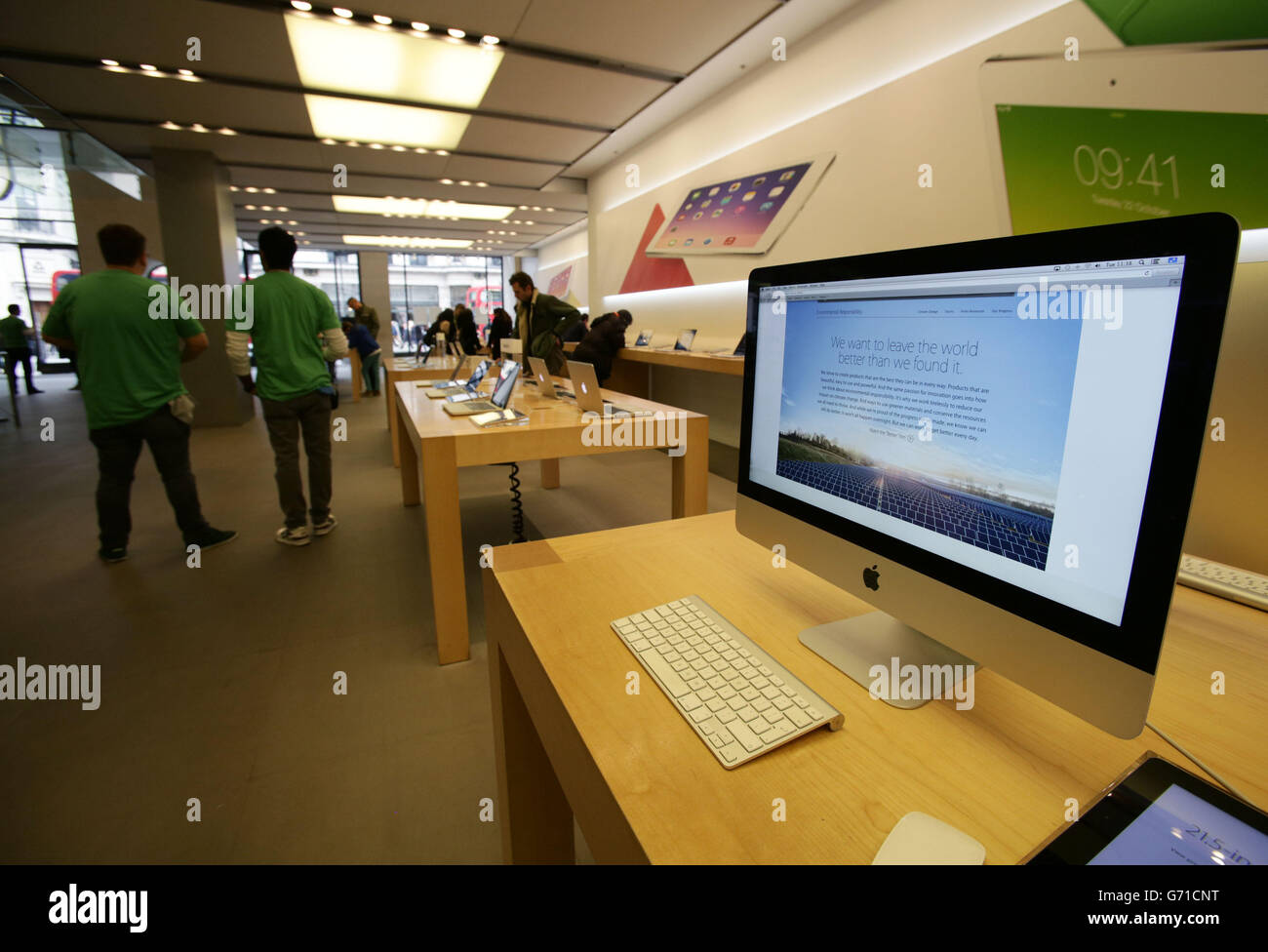 The Apple Store on Regent Street in London has turned its logo green