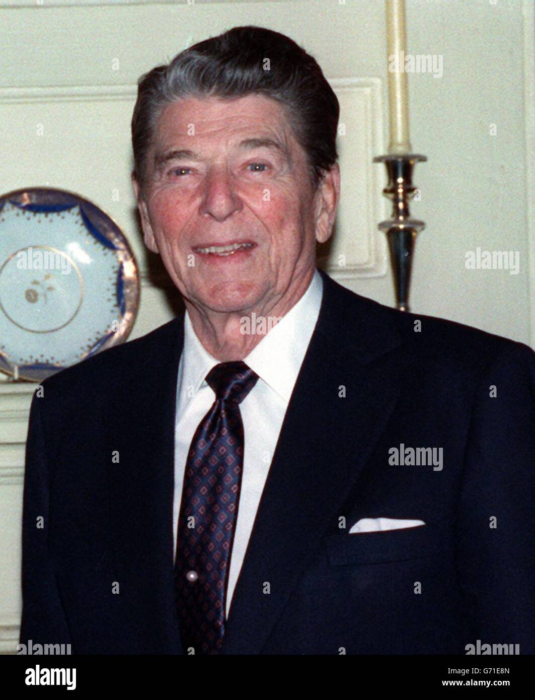 Ronald Reagan during visit to London Stock Photo