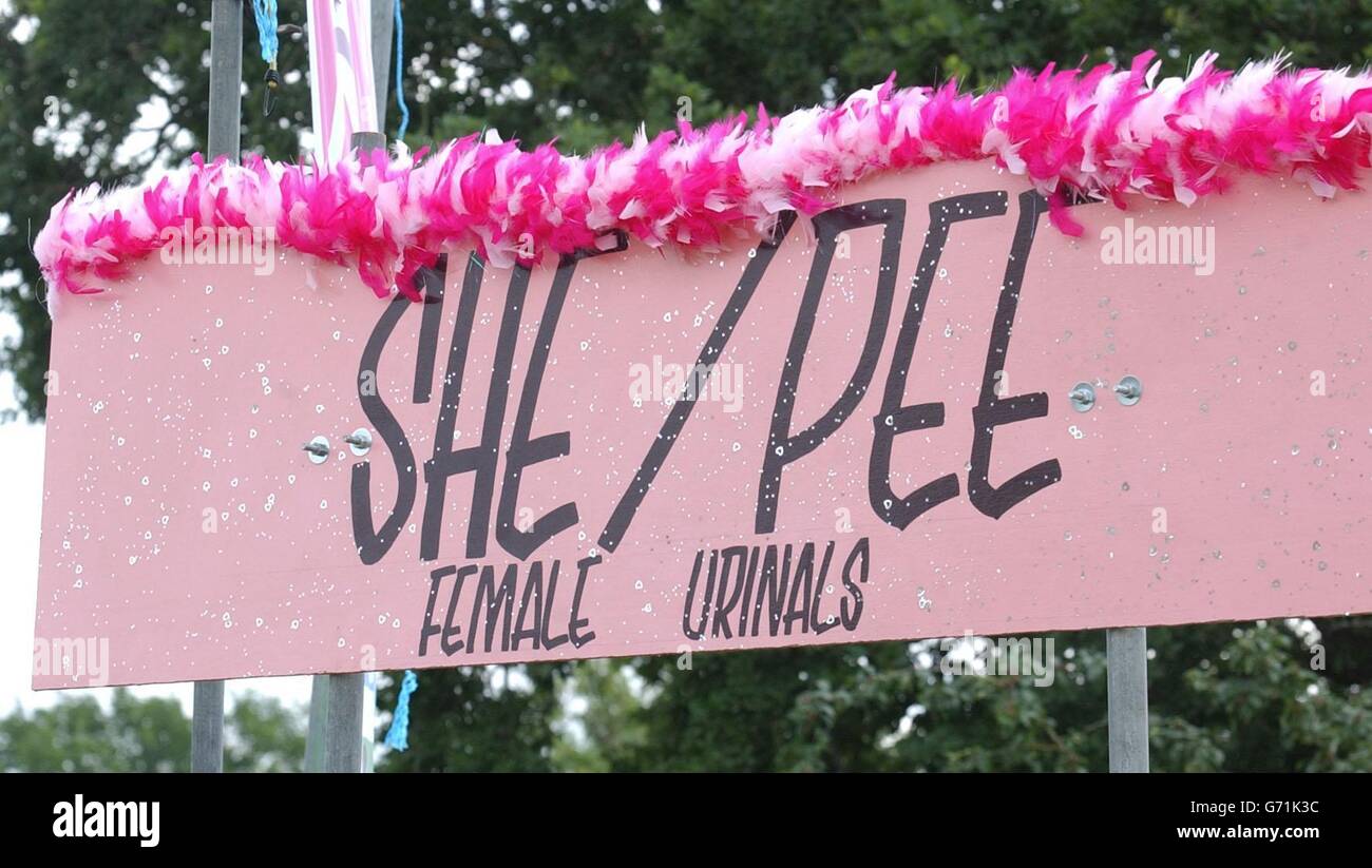 A sign advertises the Shepee urinals, which will be available for