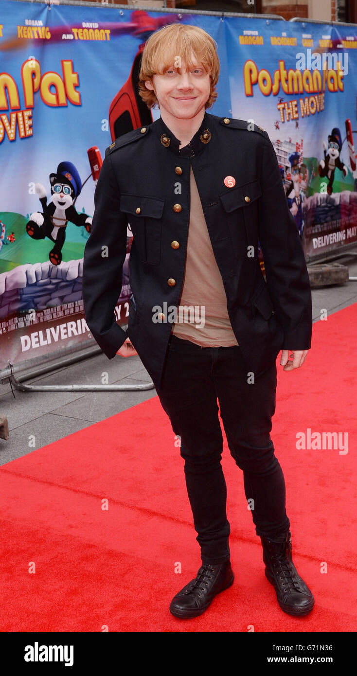 Rupert Grint who plays Josh arrives for the premiere of Postman Pat: The Movie at the Odeon, West End, London. Stock Photo