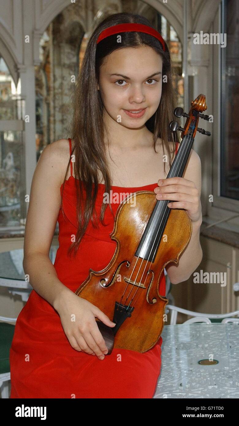 Teenage violinist Victoria Goldsmith from Colchester in Essex poses for
