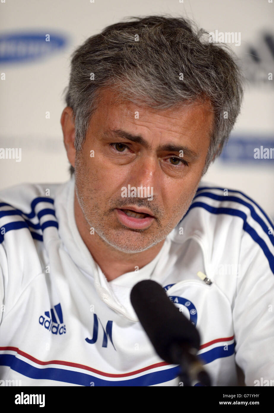 Chelsea's Manager Jose Mourinho during the press conference at Chelsea FC Training Ground, Stoke D'Abernon. PRESS ASSOCIATION Photo. Picture date: Friday May 2, 2014. See PA story SOCCER Chelsea. Photo credit should read: Adam Davy/PA Wire. Stock Photo