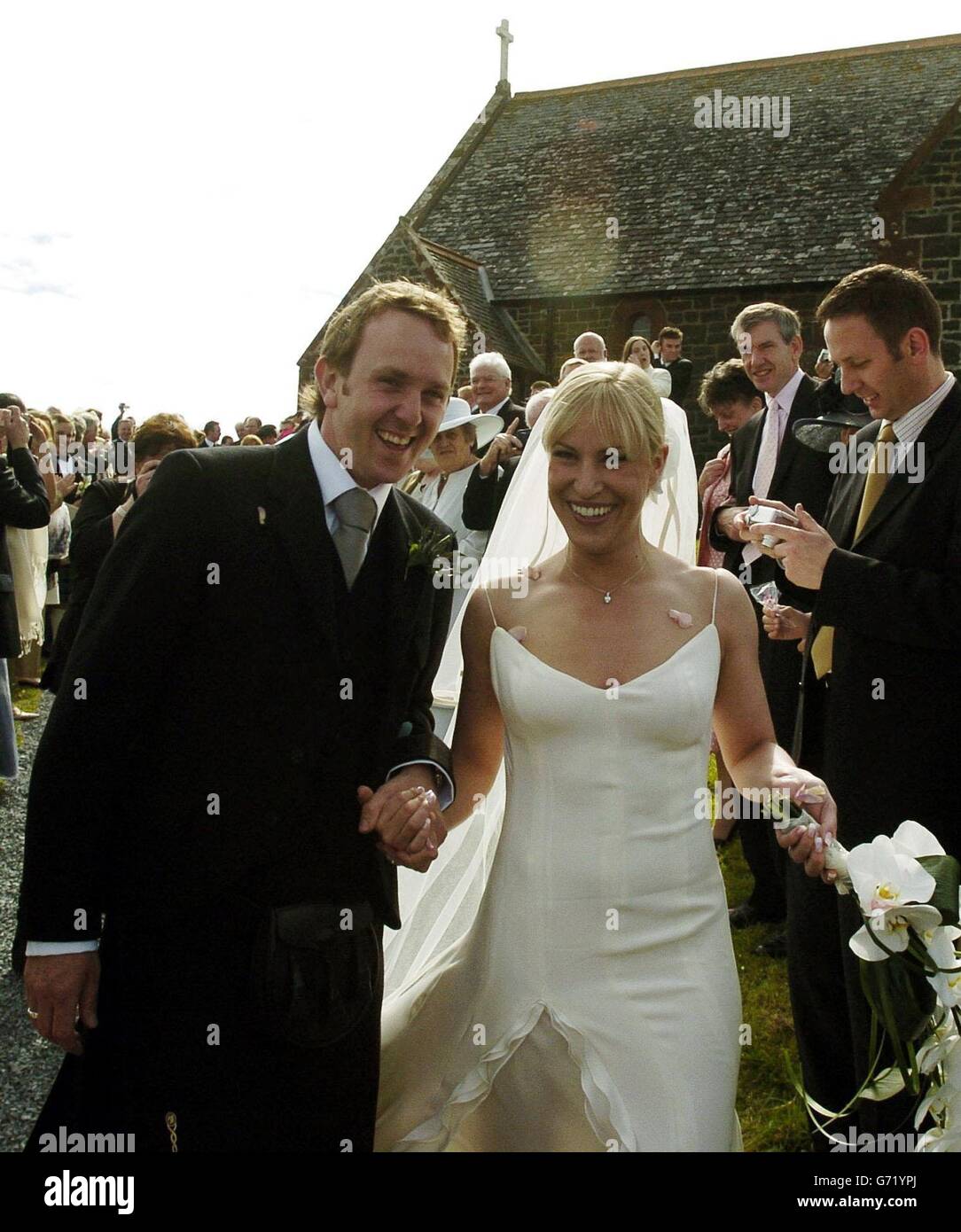 Jane Robertson, daughter of the former Labour leader John Smith, during her wedding day at St Kiaran's Church near Port Charlotte on the island of Islay where she married Malcolm Robertson, son of Lord Robertson. Stock Photo