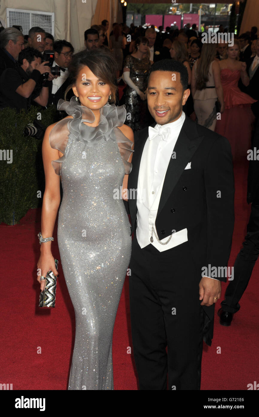 Chrissy Teigen and John Legend arriving at the Met Gala event at the