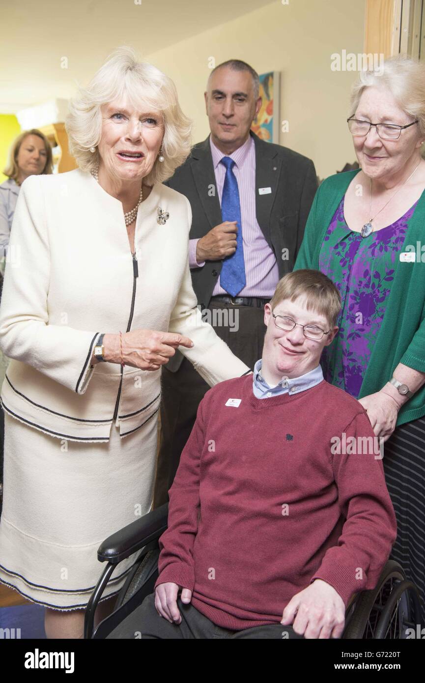 The Duchess of Cornwall meets Christopher Horth, 28, at Douglas House