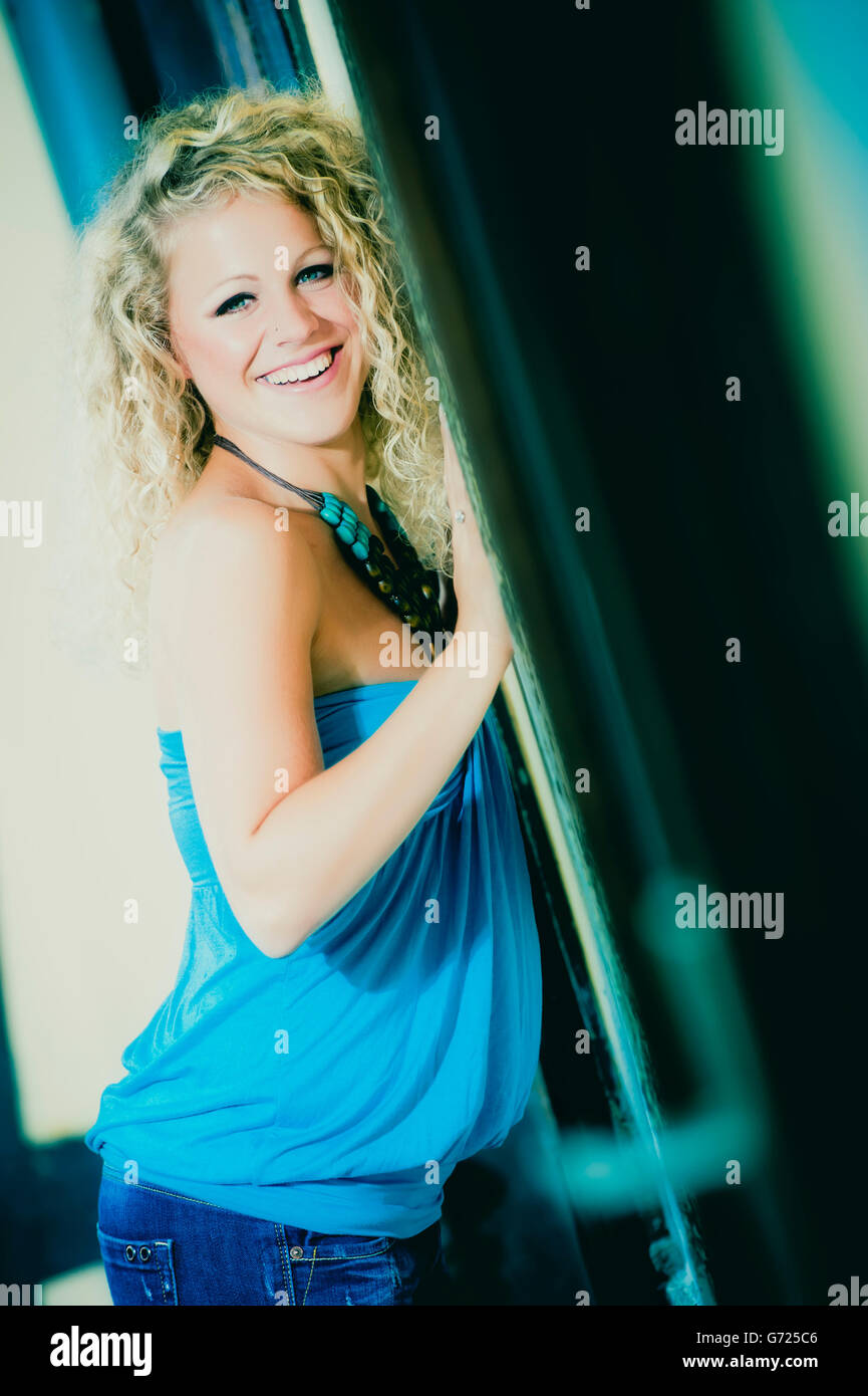 Beautiful mature woman curly hair hi-res stock photography and images ...