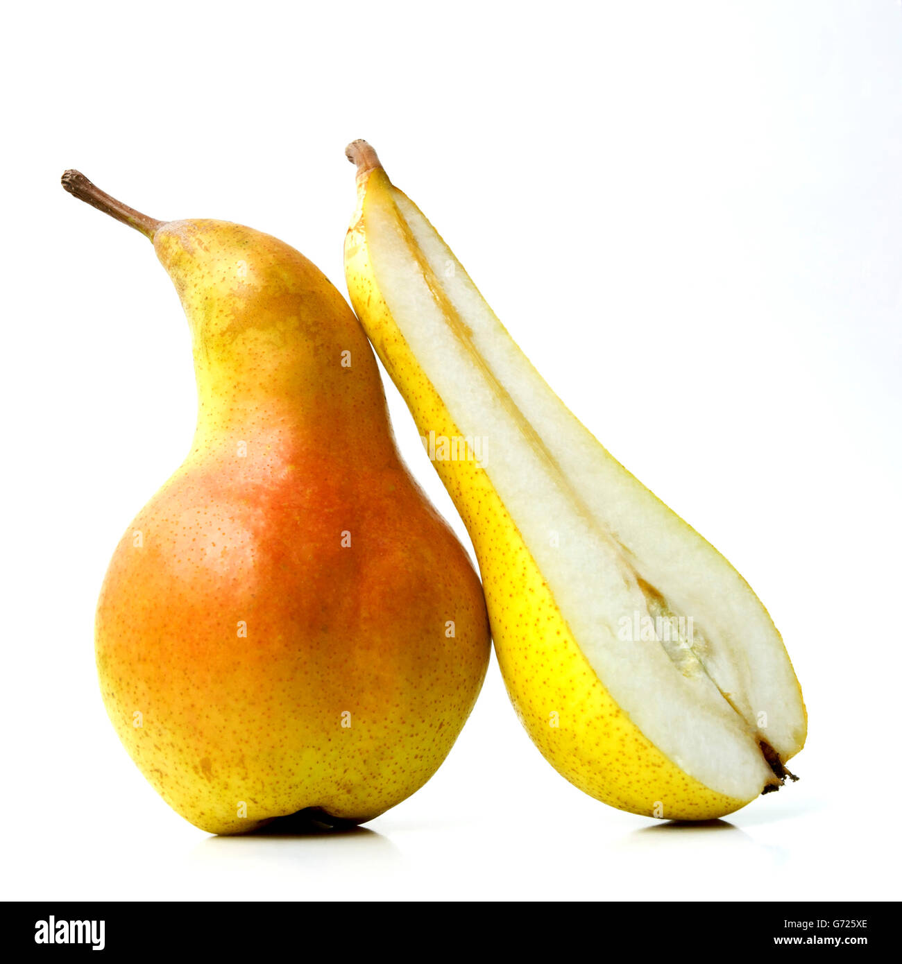 Whole sliced pears hires stock photography